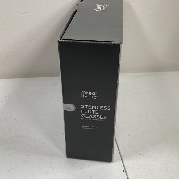 Real Living - Stemless Flute Glasses - Clear - Set of 4 - NWT - Picture 4 of 12